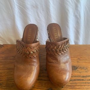 Vintage Ralph Lauren leather heeled clogs